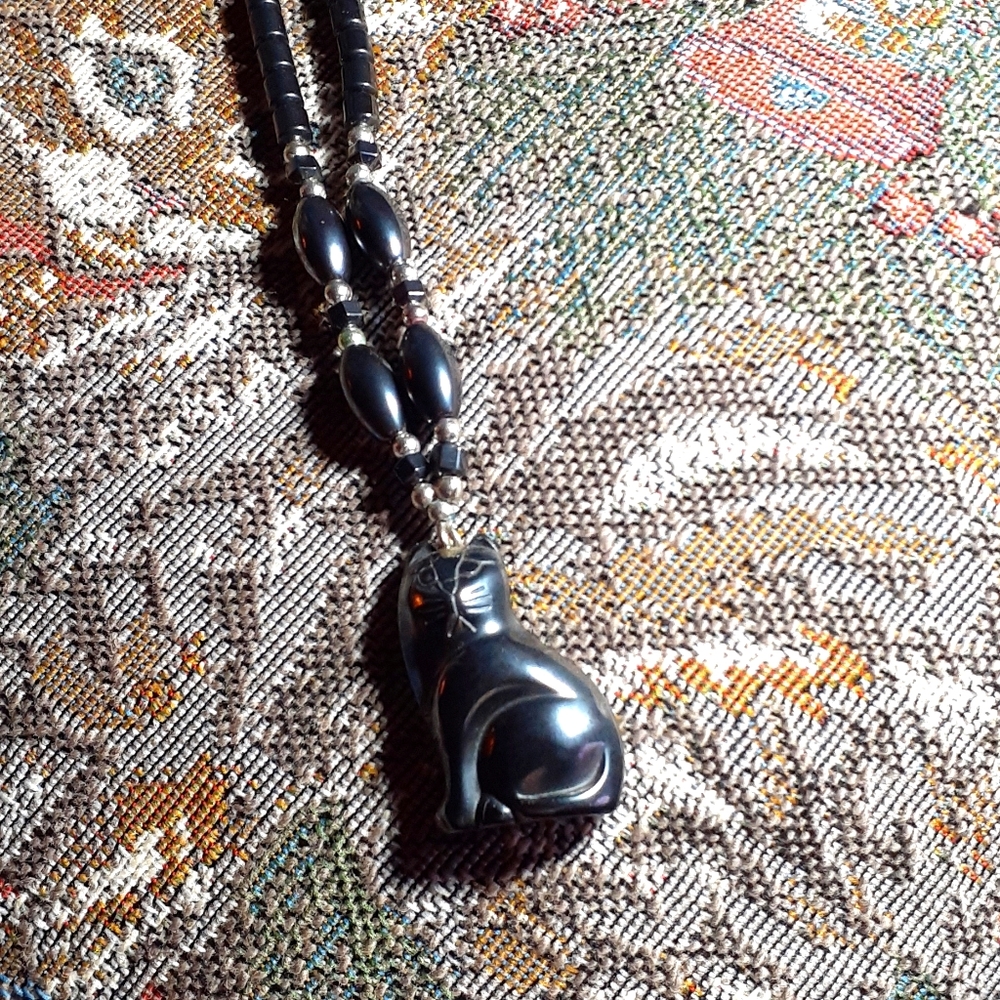 Hematite Cat Necklace